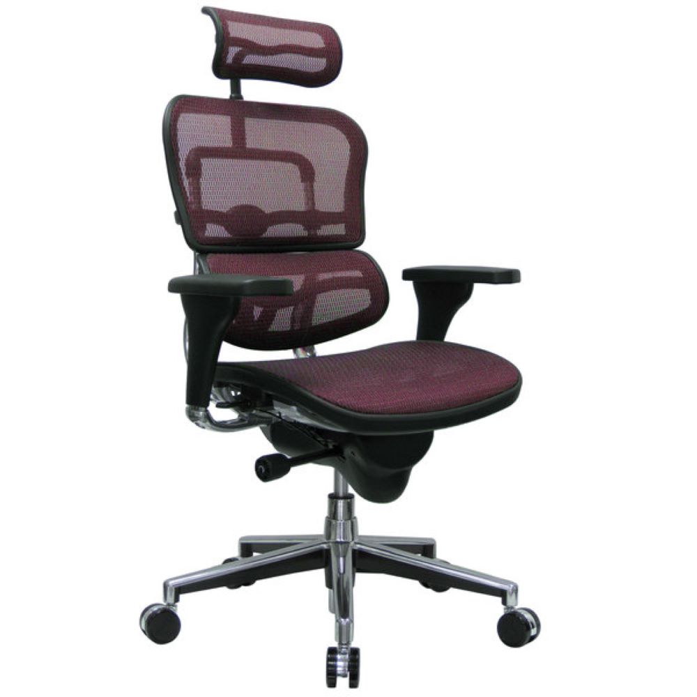 Plum Swivel Adjustable Executive Chair Mesh Back Plastic Frame