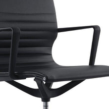 Black Vinyl Tufted Seat Swivel Adjustable Task Chair Fabric Back Plastic Frame