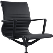 Black Vinyl Tufted Seat Swivel Adjustable Task Chair Fabric Back Plastic Frame