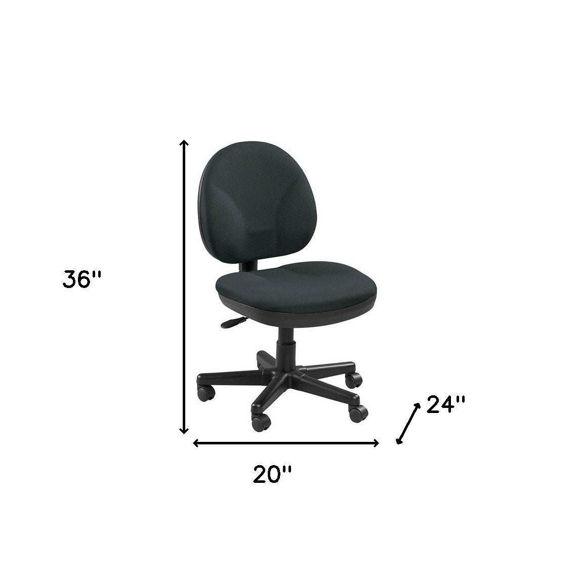 Ebony Fabric Seat Swivel Adjustable Task Chair Fabric Back Plastic Frame
