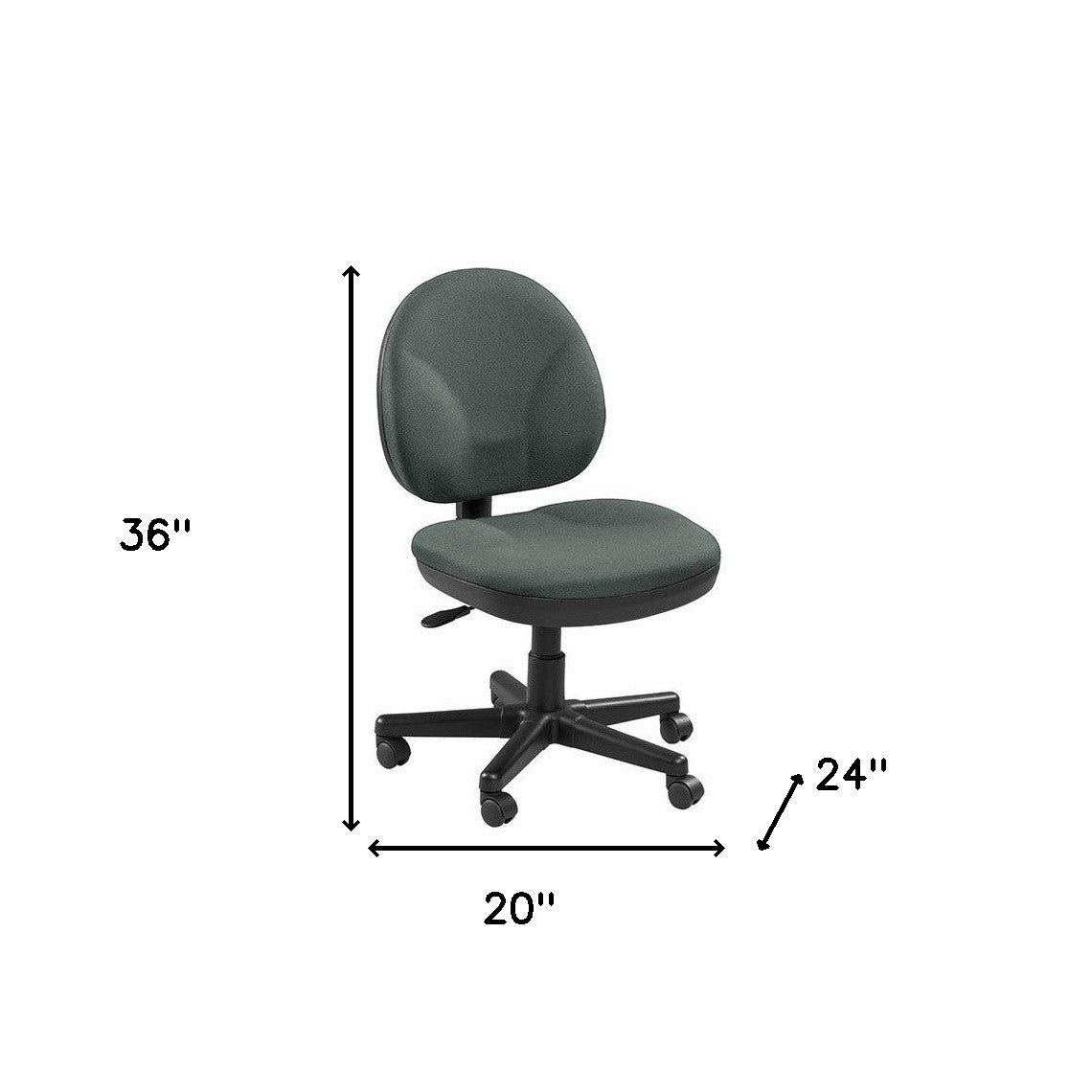Ebony Fabric Seat Swivel Adjustable Task Chair Fabric Back Plastic Frame