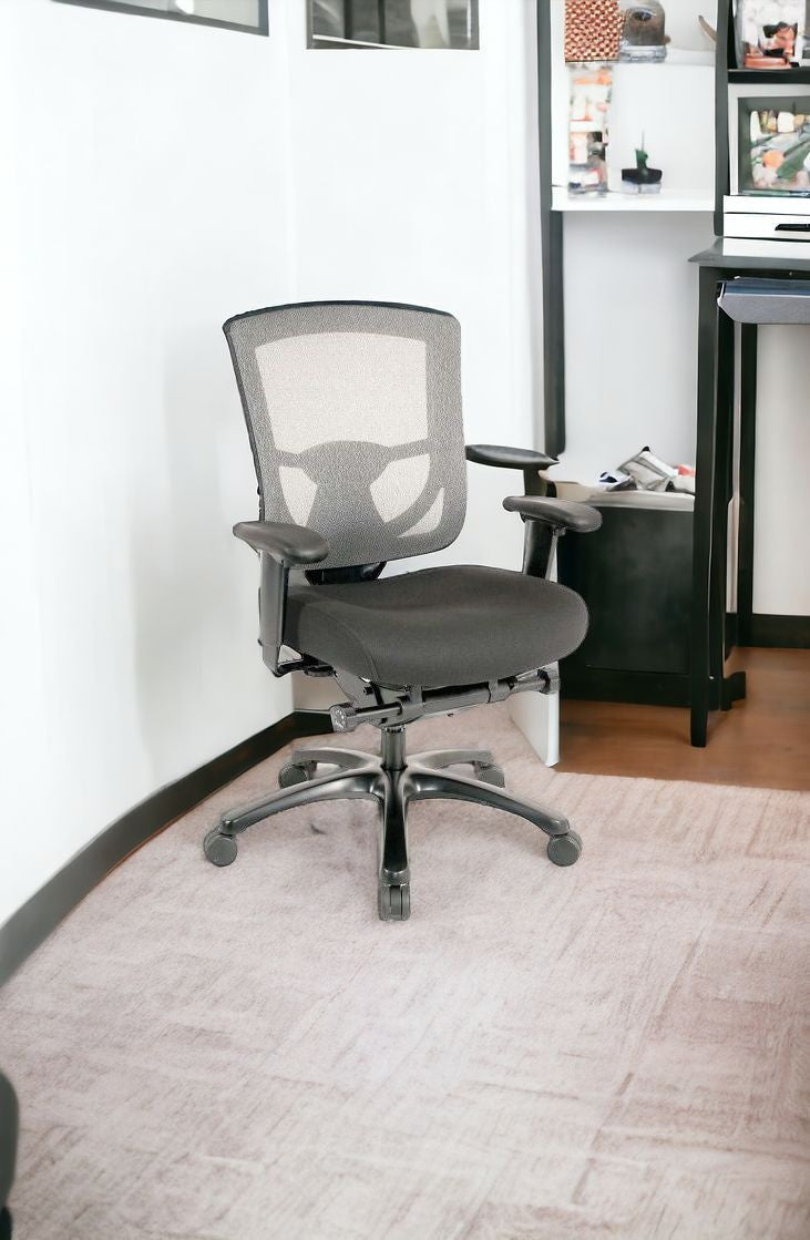 Slate Gray Fabric Seat Swivel Adjustable Task Chair Mesh Back Plastic Frame