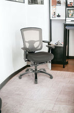 Slate Gray Fabric Seat Swivel Adjustable Task Chair Mesh Back Plastic Frame