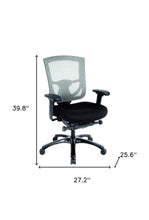 Slate Gray Fabric Seat Swivel Adjustable Task Chair Mesh Back Plastic Frame