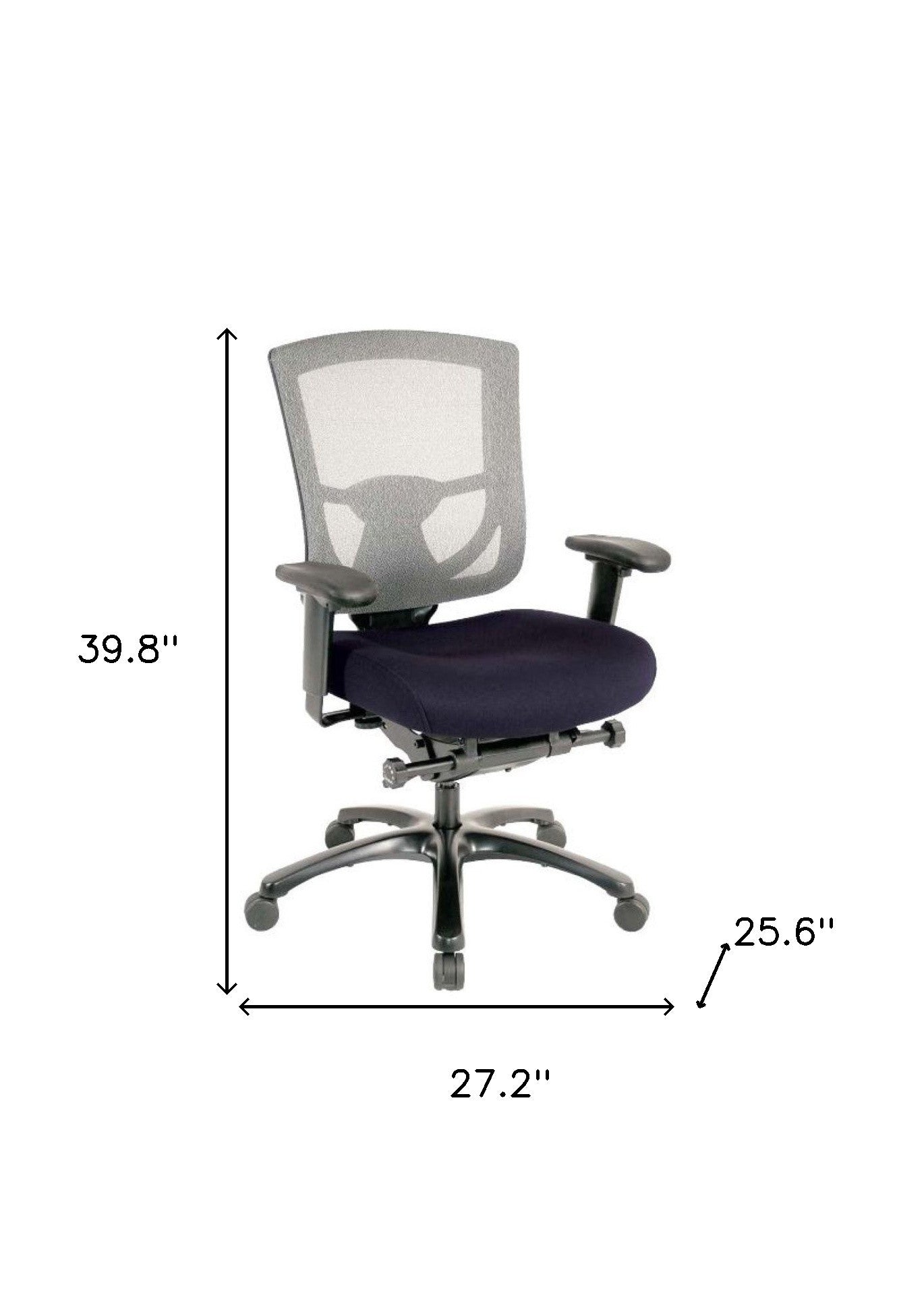 Slate Gray Fabric Seat Swivel Adjustable Task Chair Mesh Back Plastic Frame