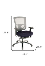 Slate Gray Fabric Seat Swivel Adjustable Task Chair Mesh Back Plastic Frame