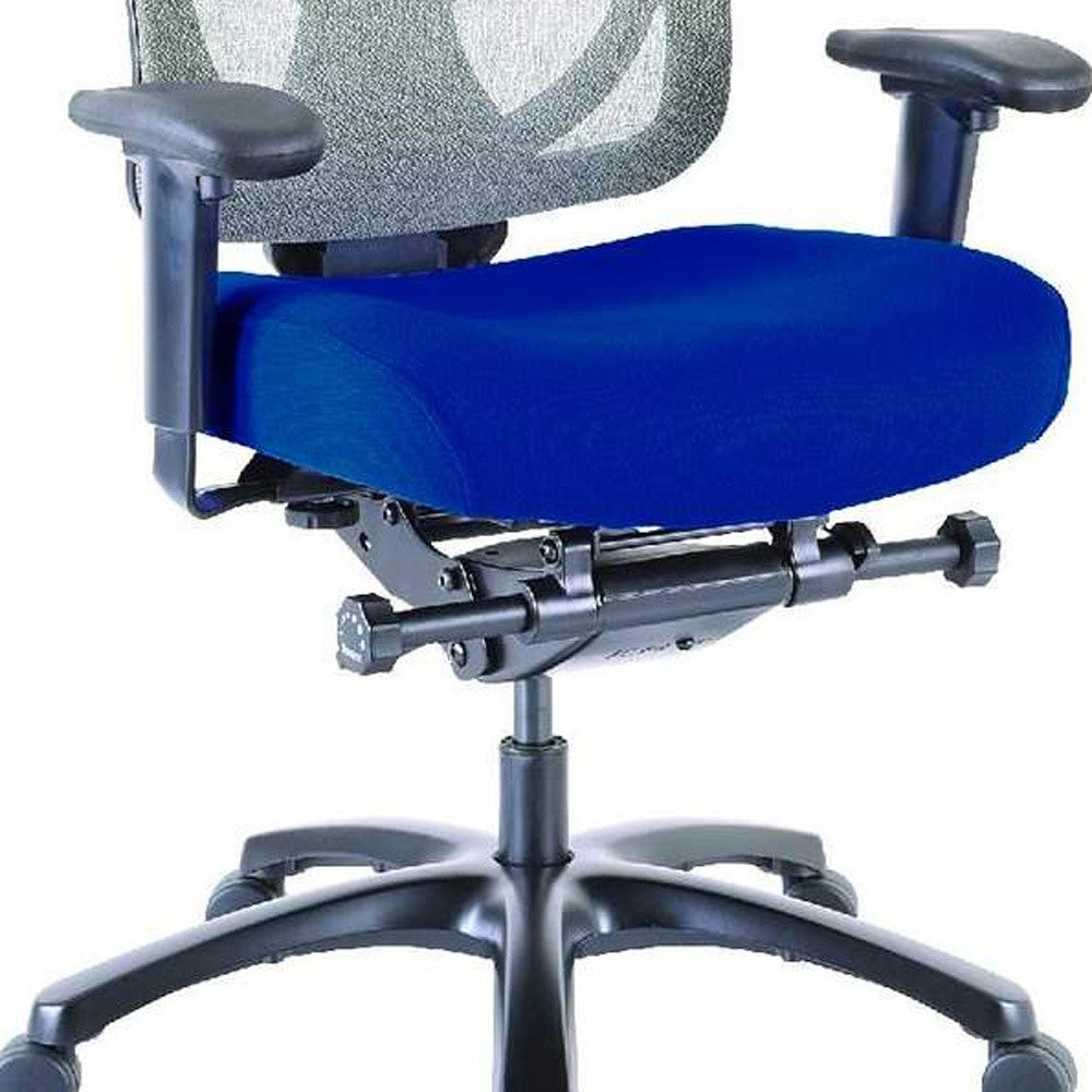 Slate Gray Fabric Seat Swivel Adjustable Task Chair Mesh Back Plastic Frame
