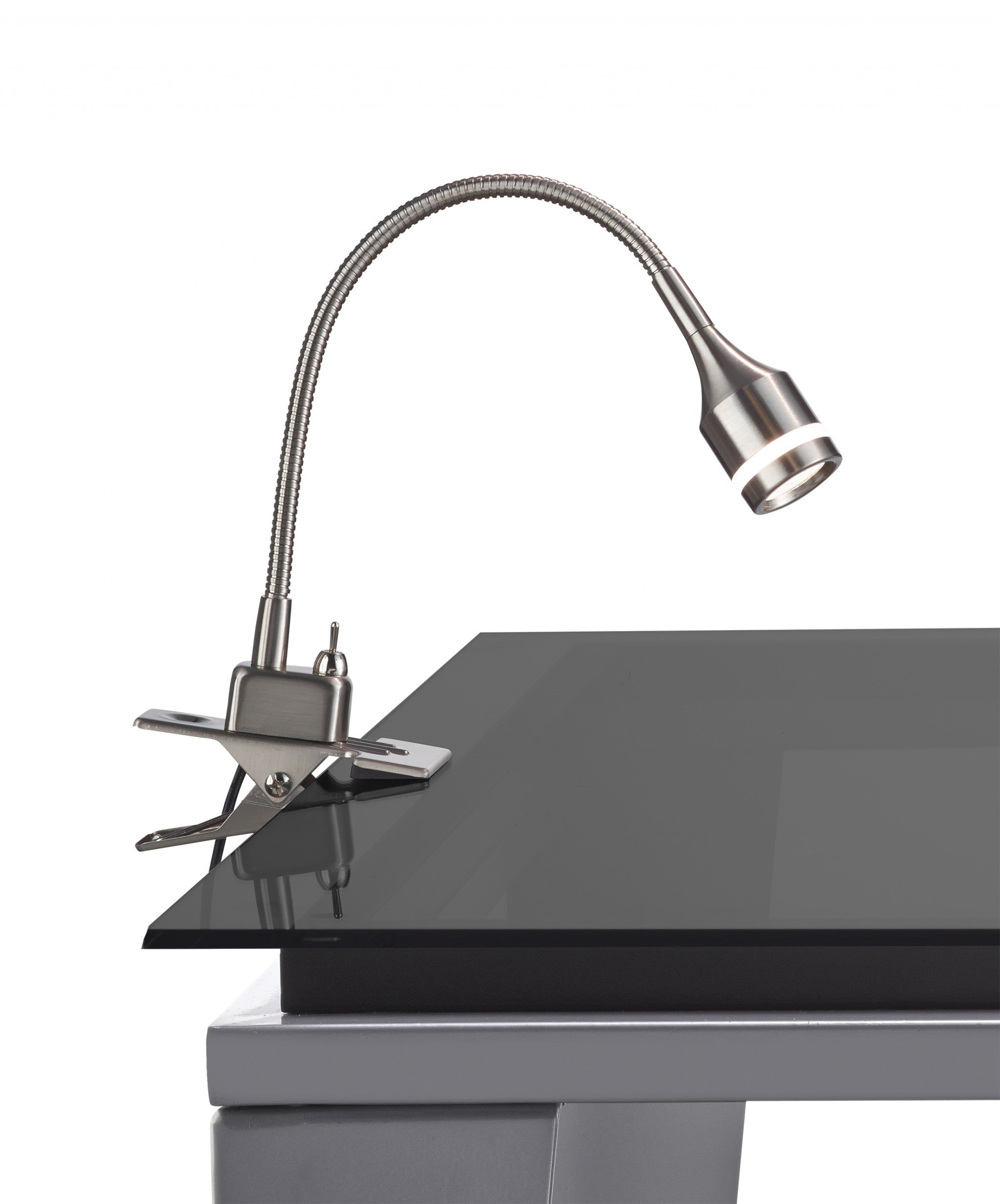 15" Black Metal Adjustable Clip On Led Table Lamp