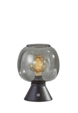 Smoked Glass Globe Shade With Vintage Edison Bulb And Matte Black Metal Table Lamp