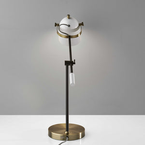 29" Gold Metal Standard Table Lamp With White Shade