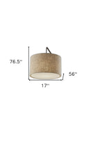 Black Swing Arm Floor Lamp With Beige Solid Color Drum Shade 77