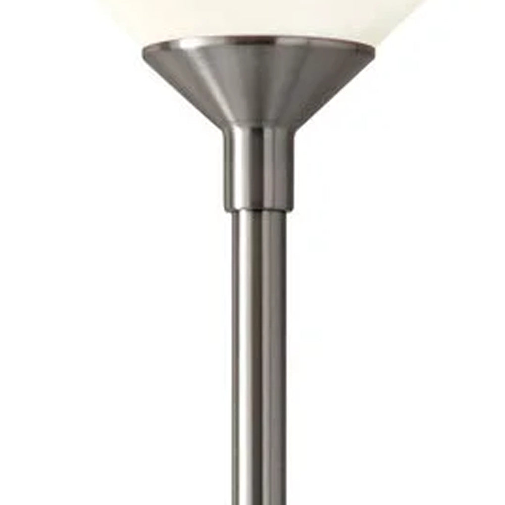 Black Torchiere Floor Lamp With White Cone Shade 73"