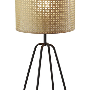 Open Cane Web Natural Shade Dark Bronze Table Lamp