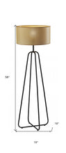 Open Cane Web Natural Shade Floor Lamp With Dark Bronze Base