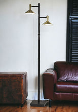 Black Two Light Led Light Changing Tree Floor Lamp With Gold Solid Color Cone Shade 65