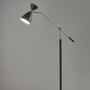 66" Black Task Floor Lamp With Black Cone Shade