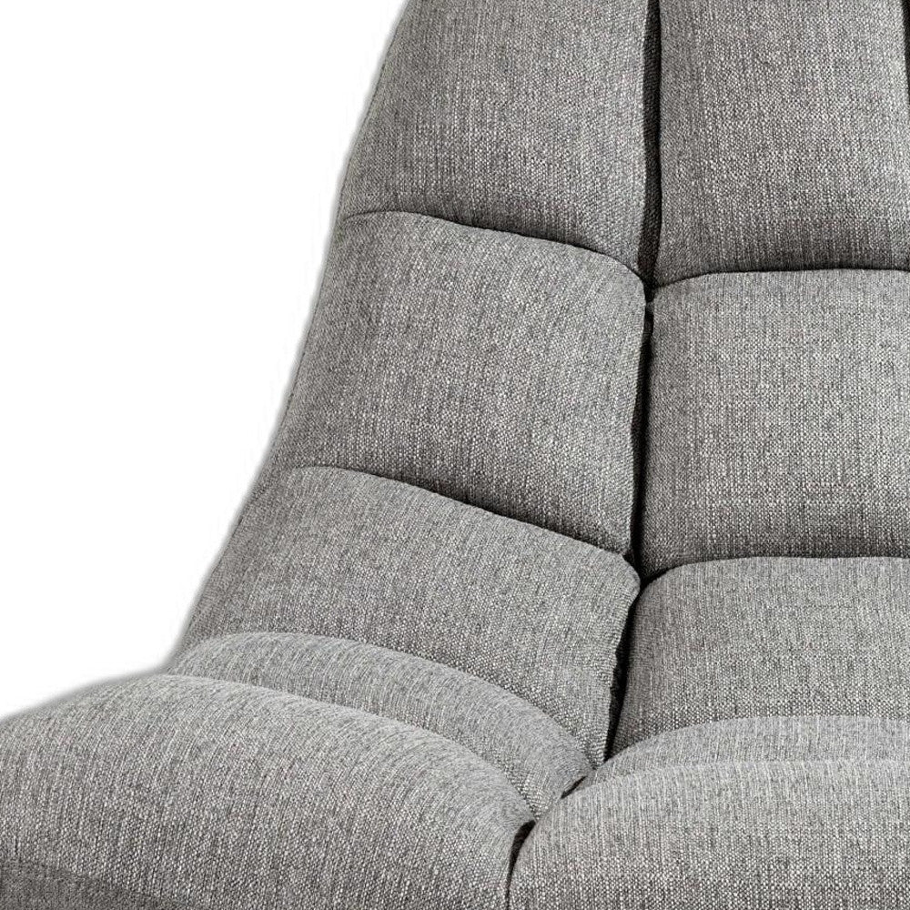 Silla gris claro de tela con textura suave y acero cepillado - 40" x 33" x 33"