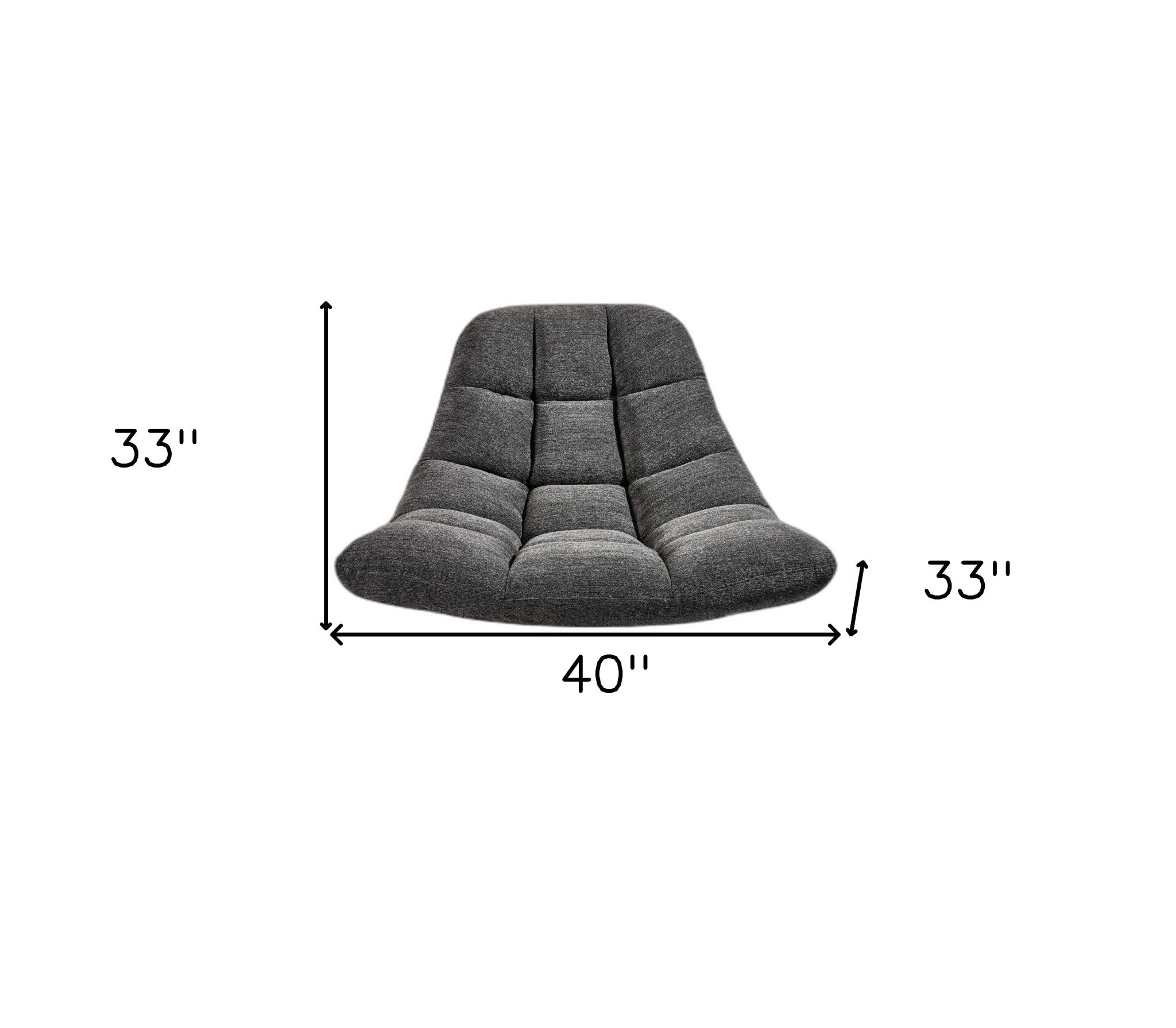 Silla gris claro de tela con textura suave y acero cepillado - 40" x 33" x 33"