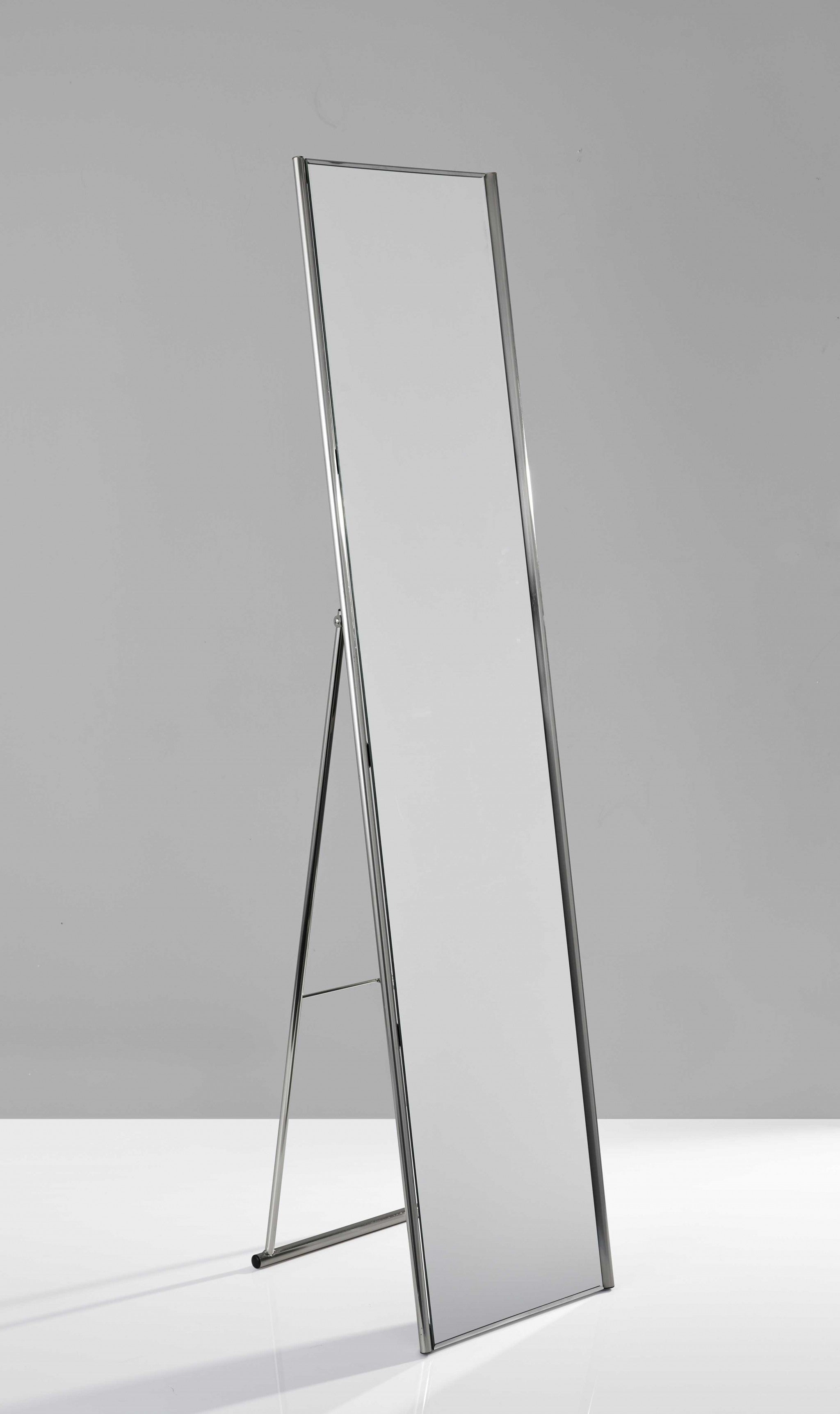 Brushed Steel Floor Mirror - 13.5" x 14.5" x 59"