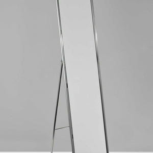 Brushed Steel Floor Mirror - 13.5" x 14.5" x 59"