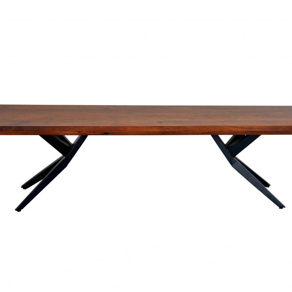 Brown Black Wood Metal Dining Bench