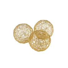 Gold Iron Wire Spheres Set Of 3 - 4
