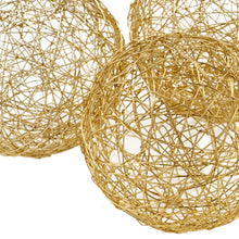 Gold Iron Wire Spheres Set Of 3 - 4