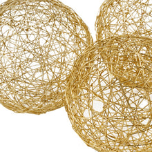 Gold Iron Wire Spheres Set Of 3 - 4