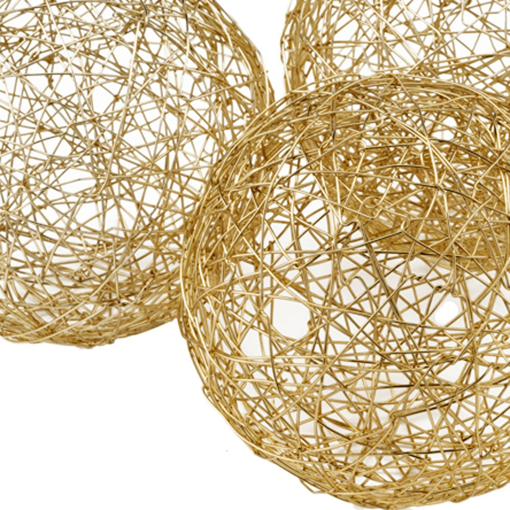 Gold Iron Wire Spheres Box Of 3 - 5" x 5" x 5"