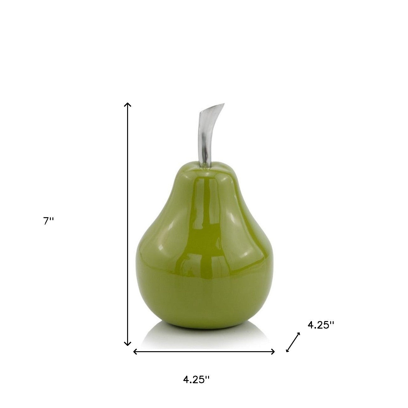 4.25" X 4.25" X 7" Green Aluminum Small Pear