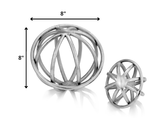 8" X 8" X 7" Silver Aluminum Large Sphere