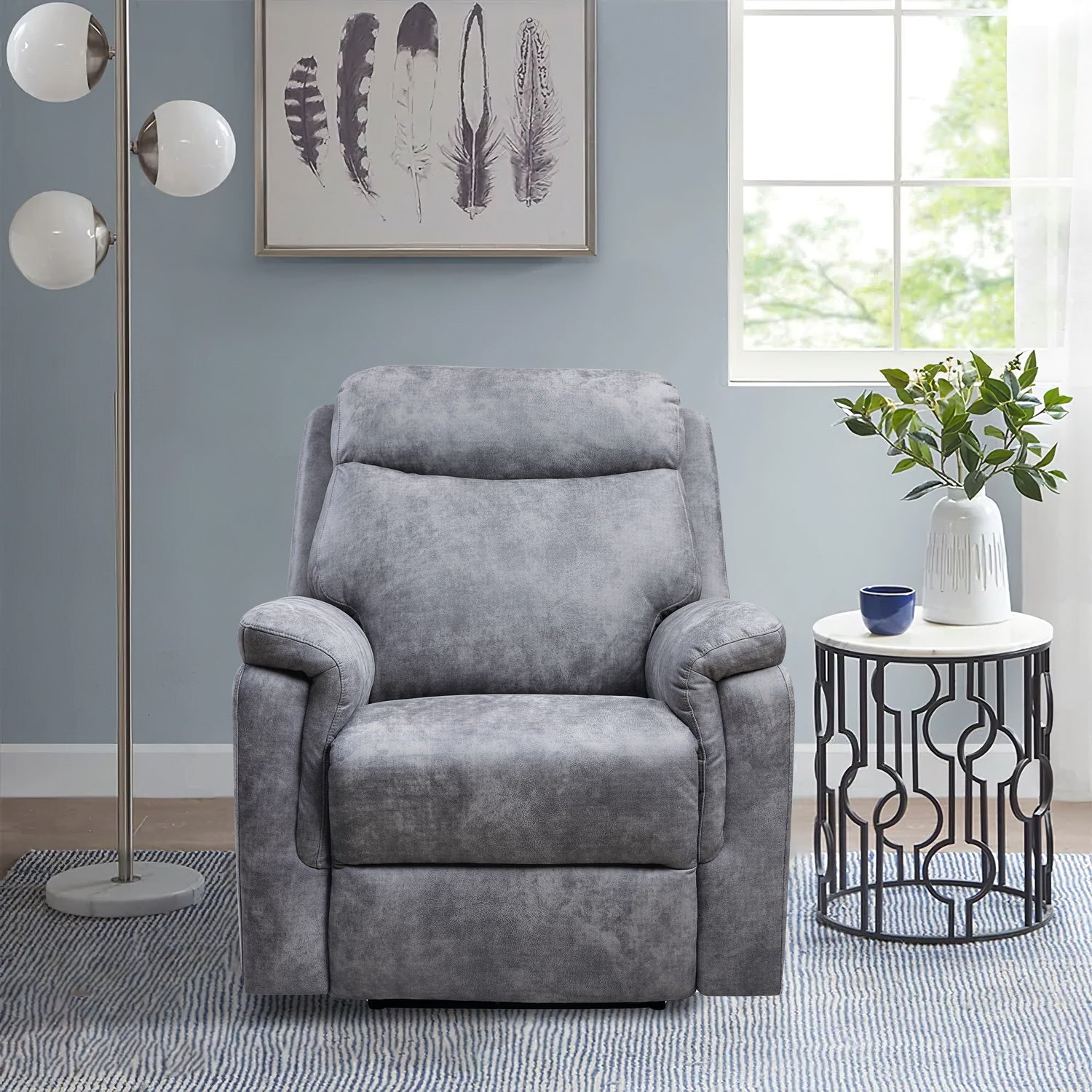 36.2" X 39.37" X 41.7" Grey Air Leather - Power Recliner With Usb Port