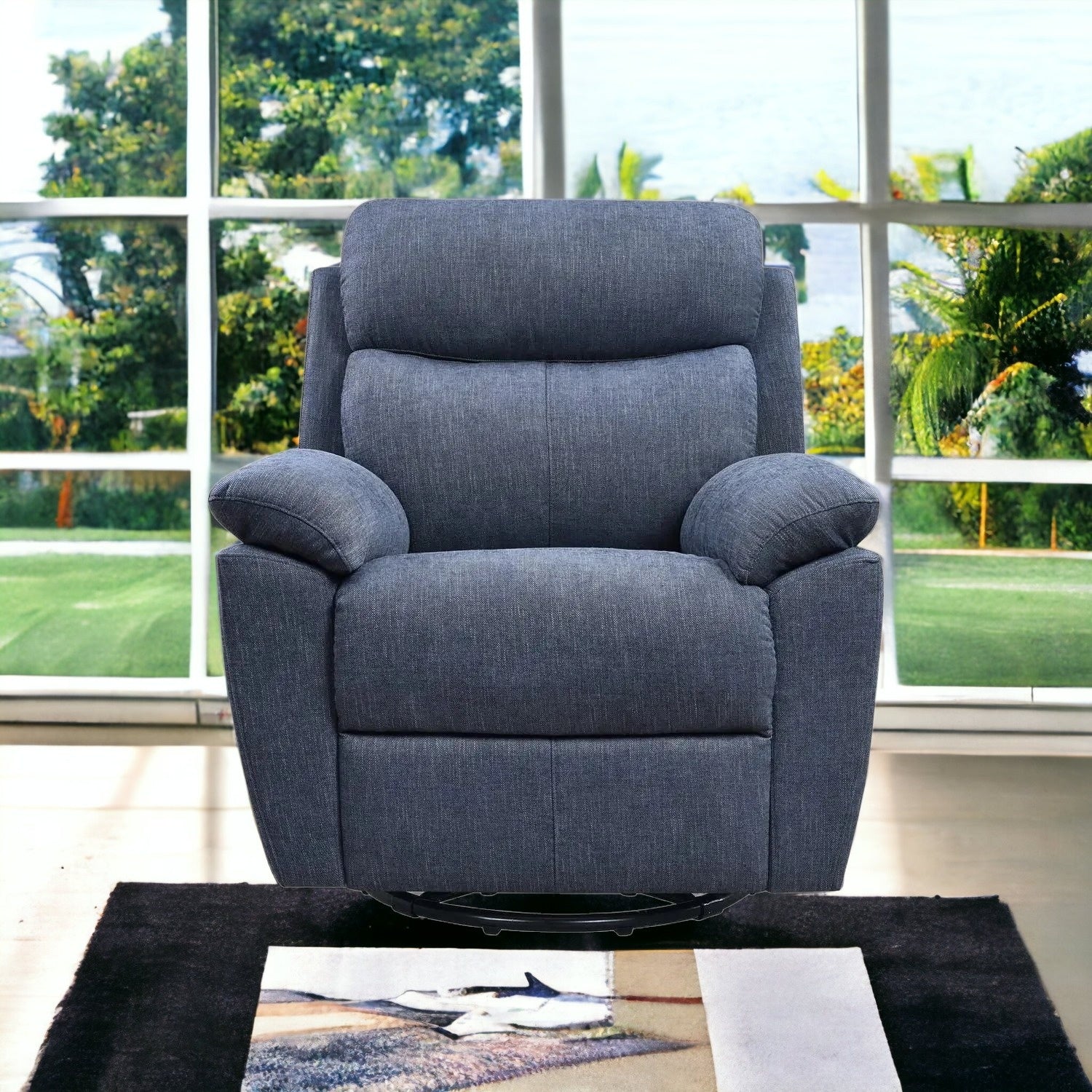 Light Grey Fabric Glider & Swivel Power Recliner With Usb Port - 35" x 39" x 39"