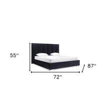 55 X 72 X 87 Black Velvet Upholstered Bed Queen