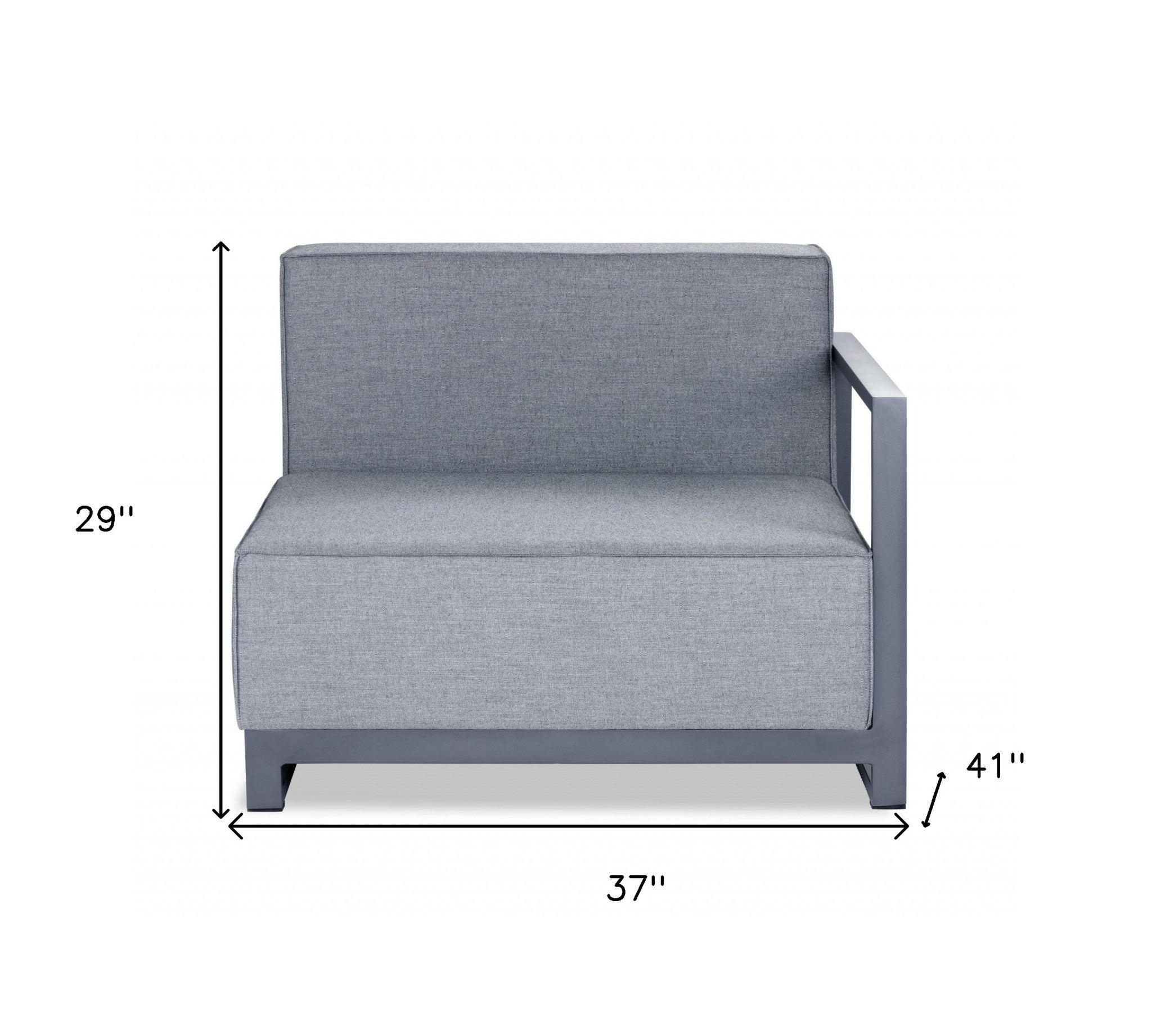 29 X 37 X 41 Gray Acrylic Modular Right Arm Chair