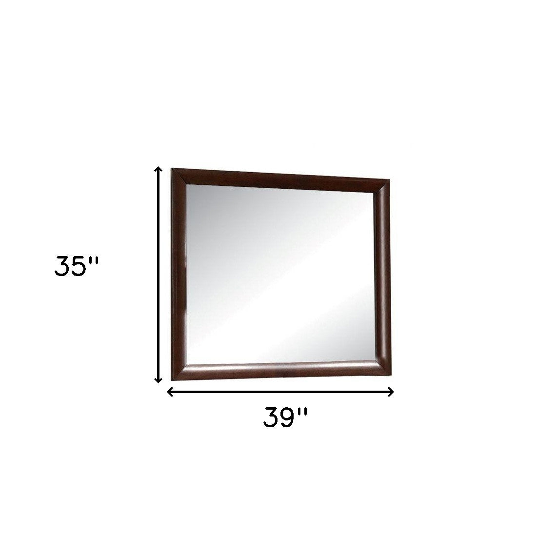 39" X 1" X 35" Espresso And Clear Glass Mirror