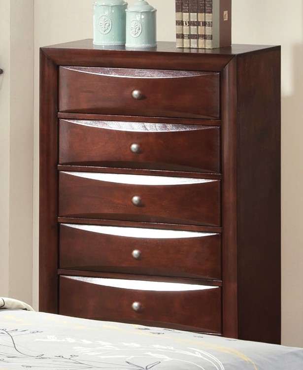 32" Espresso Solid Wood Five Drawer Standard Chest
