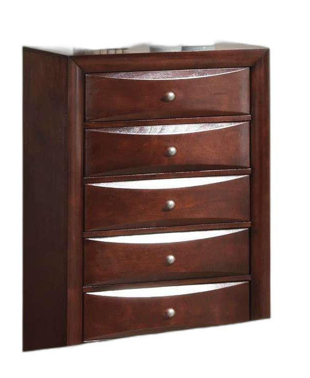 32" Espresso Solid Wood Five Drawer Standard Chest