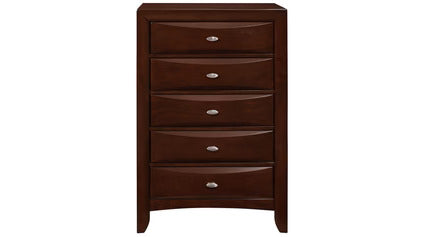 32" Espresso Solid Wood Five Drawer Standard Chest