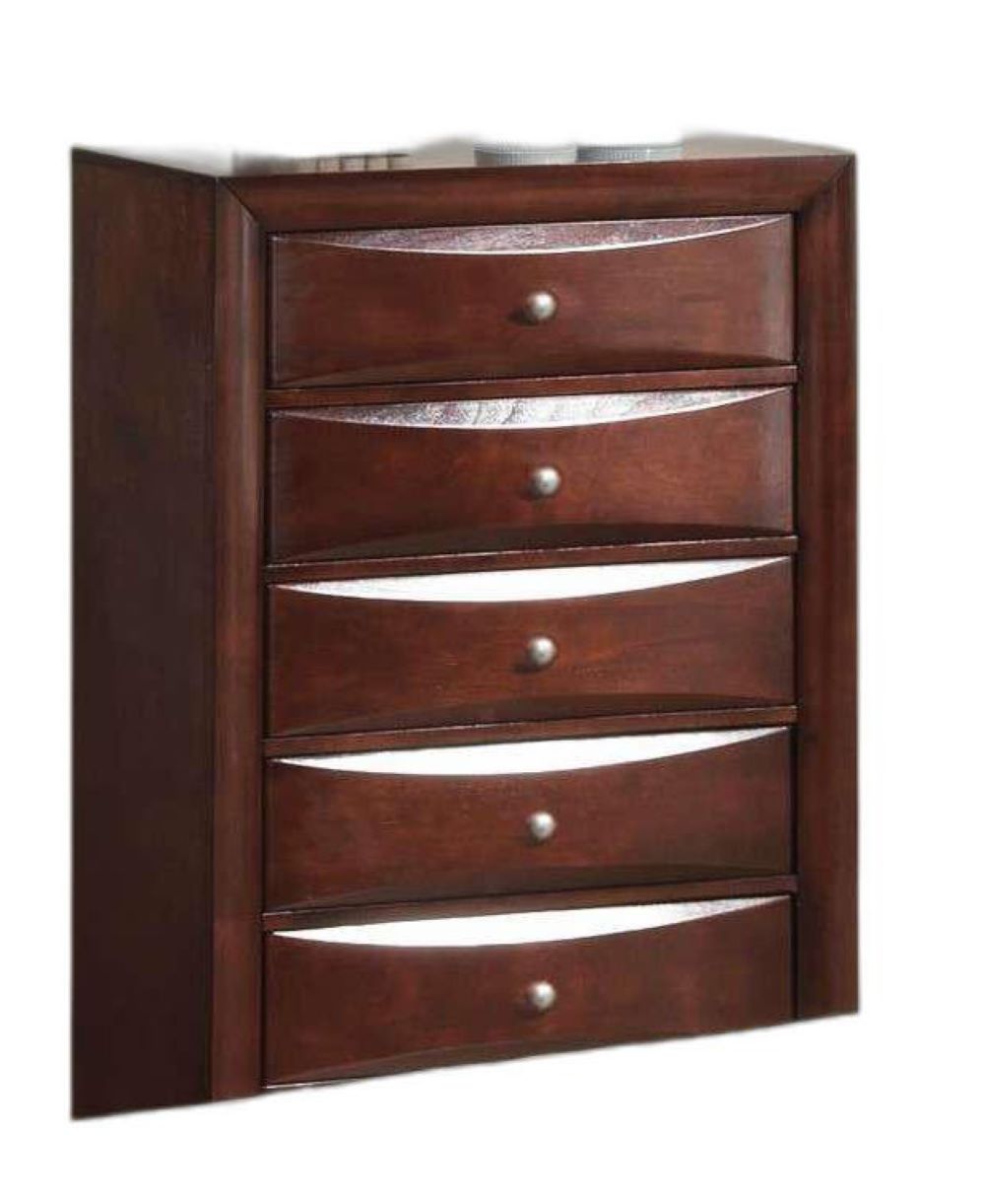 32" Espresso Solid Wood Five Drawer Standard Chest
