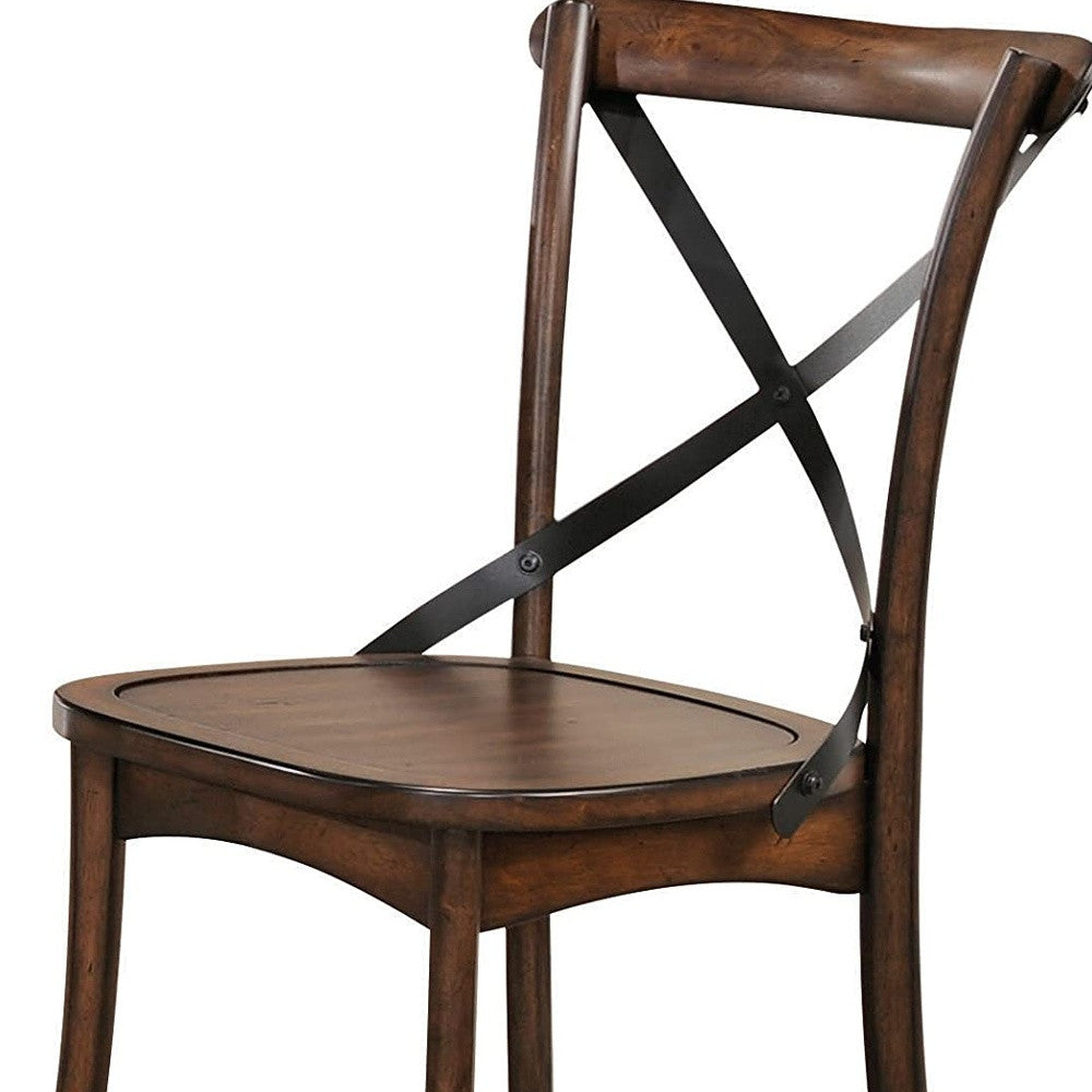 18" X 21" X 35" Dark Oak  Black Wood Side Chair Set2