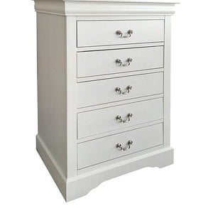 32" White Manufactured Wood Five Drawer Standard Chest