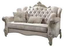 Ivory Velvet Loveseat W3 Pillows 69