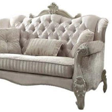 Ivory Velvet Loveseat W3 Pillows 69