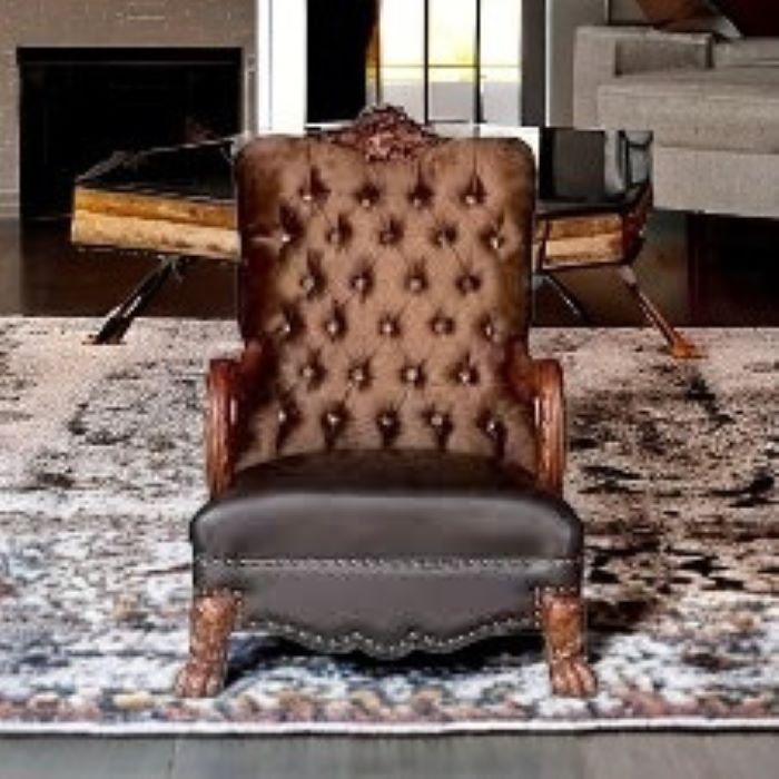 Golden Brown Velvet Chair With Pillow - 34" x 33" x 48"