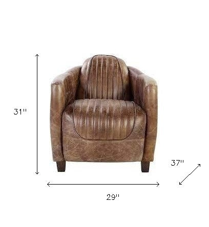 29" X 37" X 31" Retro Brown Leather Chair