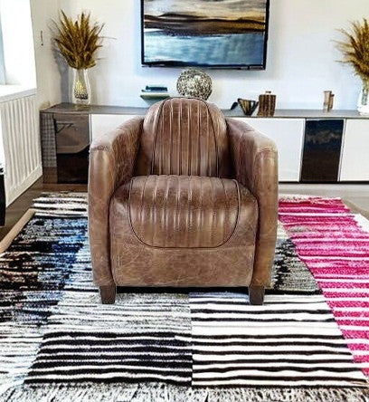 29" X 37" X 31" Retro Brown Leather Chair