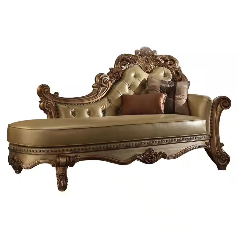 81" X 40" X 45" Bone Polyurethane Chaise  2 Pillows