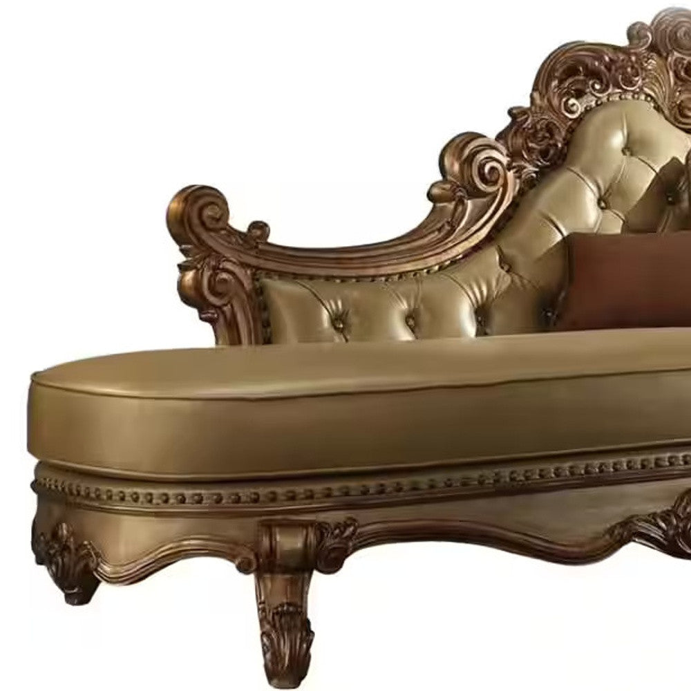 81" X 40" X 45" Bone Polyurethane Chaise  2 Pillows