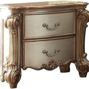34" X 20" X 30" Gold Patina  Bone Patina Nightstand